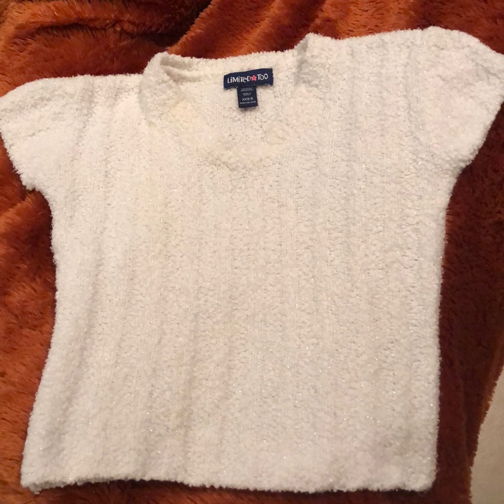Limited🌺Too Sparkly V-Neck Knit Cap Sleeved Top